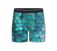 YIJIAYUN Cómodos calzoncillos para hombre con estampado de escamas de sirena con un ajuste elástico, cintura elástica, mayor longitud para el día a día, Negro, XL