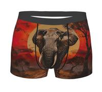 YIJIAYUN Cómodos calzoncillos tipo bóxer para hombre con estampado de elefante y puesta de sol con un ajuste elástico y cintura elástica para el uso diario, gran opción de regalo., Negro, M