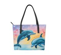 YIJIAYUN Dolphins in Love Bolso estampado diseñado para viajes y uso comercial, un interior espacioso, cierre de cremallera
