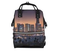 YIJIAYUN Elegante mochila con estampado de horizonte de Los Ángeles, grande, impermeable, correas ajustables para actividades al aire libre
