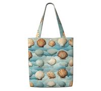 YIJIAYUN Esta bolsa de lona con estampado de concha marina es resistente, duradera y ligera para viajes diarios