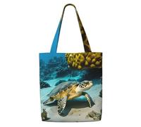 YIJIAYUN Esta bolsa de lona con estampado de tortuga marina es resistente, duradera y ligera para viajes diarios