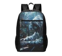 YIJIAYUN Mochila de gran capacidad con estampado de ataque de hacker de 17 pulgadas para la escuela y uso al aire libre, tanto para hombres como para mujeres.