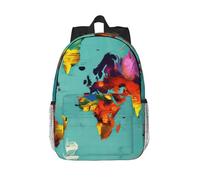 YIJIAYUN Mochila de sarga repelente al agua con estampado de mapa del mundo, ligera, para laptop, para adolescentes, 15 pulgadas