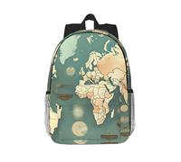 YIJIAYUN Mochila de sarga repelente al agua con estampado retro del mapa del mundo, mochila ligera para laptop, mochila para adolescentes de 15 pulgadas