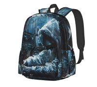 YIJIAYUN Mochila espaciosa y ligera con estampado de ataque de piratas informáticos, duradera, correas ajustables para la escuela o viajes