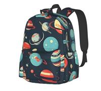 YIJIAYUN Mochila espaciosa y ligera con estampado de planeta para estudiantes, duradera, correas ajustables para la escuela o viajes