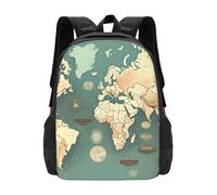 YIJIAYUN Mochila ligera con diseño de mapa del mundo de gran capacidad para ir a escuelas de turismo de 16.5 pulgadas