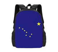 YIJIAYUN Mochila ligera con estampado de bandera del estado de Alaska de gran capacidad para ir a escuelas de turismo de 16.5 pulgadas