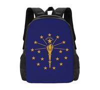 YIJIAYUN Mochila ligera con estampado de bandera del estado de Indiana de gran capacidad para ir a escuelas de turismo de 16.5 pulgadas