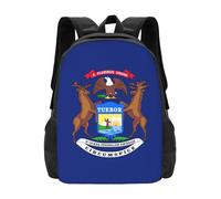 YIJIAYUN Mochila ligera con estampado de bandera del estado de Michigan de gran capacidad para ir a escuelas de turismo de 16.5 pulgadas
