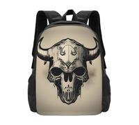 YIJIAYUN Mochila ligera con estampado de calavera de toro de gran capacidad para ir a escuelas de turismo de 16.5 pulgadas