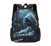 YIJIAYUN Mochila ligera de moda con estampado de ataque de hacker, gran capacidad para ir a escuelas de turismo de 16.5 pulgadas