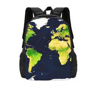 YIJIAYUN Mochila ligera de moda con estampado de mapa del mundo, gran capacidad para ir a escuelas de turismo de 16.5 pulgadas