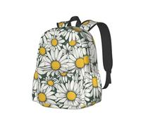 YIJIAYUN Mochila ligera y espaciosa con estampado de margaritas blancas para estudiantes, duradera, correas ajustables para la escuela o viajes