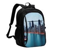 YIJIAYUN Mochila USB para laptop Chicago Print con puerto de carga y conector para auriculares para el trabajo, negocios, escuela