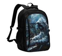 YIJIAYUN Mochila USB para laptop con impresión de ataque de hacker con puerto de carga y conector para auriculares para el trabajo, negocios, escuela