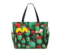 YIJIAYUN Muchas bolsas pequeñas de viaje de playa con estampado artístico de cactus de gran capacidad con cremallera y bolsillos para viajes, vacaciones, fitness