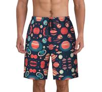 YIJIAYUN Pantalones cortos de playa con estampado de planetas del espacio exterior para hombre, ajuste relajado, secado rápido, pantalones cortos casuales con bolsillos, Negro, 3XL