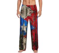YIJIAYUN Pantalones de pijama para hombre con estampado de bandera de Puerto Rico con una cintura elástica y un bolsillo en cada lado., Negro, M