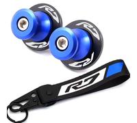 YIJIEBAO Compatible con YAMAHA R7 2021 2022 YZF R 7 YZFR7, accesorios for motocicleta, soporte deslizante CNC, carretes de brazo oscilante, tornillos de 6 mm, llavero Balancín trasero roscado(Blue-Com