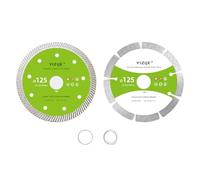 YIJIZE Juego de discos de corte de diamante, 2 x 125 mm, 1 disco de corte estándar para hormigón, granito, mampostería, ladrillo, 1 disco de corte superfino para porcelana, cerámica, azulejos, mármol