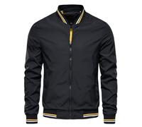 YIJOY Chaqueta Bomber De Verano para Hombre, Manga Larga Chaquetas De Béisbol Finas Chaquetas Ligeras Y Transpirables Cortavientos Abrigos Deportivos Informales para Correr Top Negro XL