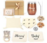 YIK TUNG Set de regalo para recién nacidos, regalos para bebés con babero, sonajero, taza de café para ir, moneda de decisión y más