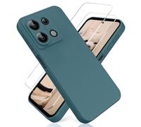 YiKaDa - Funda Compatible con Redmi Note 13 5G & [2 Unidades] Cristal Templado Protector de Pantalla, Cáscara Suave de Silicona TPU Líquida - Verde Nocturno