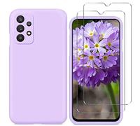 YiKaDa - Funda Compatible con Samsung Galaxy A33 5G + [2 Unidades] Cristal Templado Protector de Pantalla, Cáscara Suave de Silicona TPU Líquida - Púrpura