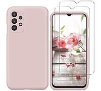 YiKaDa - Funda Compatible con Samsung Galaxy A33 5G + [2 Unidades] Cristal Templado Protector de Pantalla, Cáscara Suave de Silicona TPU Líquida - Rosado