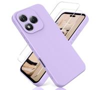 YiKaDa - Funda para Honor 400 Lite & [2 Unidades] Cristal Templado Protector de Pantalla, Cáscara Suave de Silicona TPU Líquida - Morado