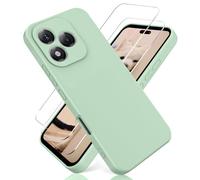 YiKaDa - Funda para Honor 400 Lite & [2 Unidades] Cristal Templado Protector de Pantalla, Cáscara Suave de Silicona TPU Líquida - Menta Verde