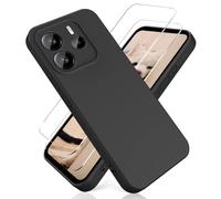 YiKaDa - Funda para Redmi Note 14 4G (No para Note 14 5G) & [2 Unidades] Cristal Templado Protector de Pantalla, Cáscara Suave de Silicona TPU Líquida - Negro