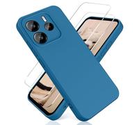 YiKaDa - Funda para Redmi Note 14 4G (No para Note 14 5G) & [2 Unidades] Cristal Templado Protector de Pantalla, Cáscara Suave de Silicona TPU Líquida - Azul