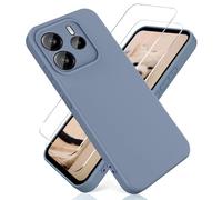 YiKaDa - Funda para Redmi Note 14 4G (No para Note 14 5G) & [2 Unidades] Cristal Templado Protector de Pantalla, Cáscara Suave de Silicona TPU Líquida - Lavanda Gris