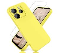 YiKaDa - Funda para Redmi Note 14 4G (No para Note 14 5G) & [2 Unidades] Cristal Templado Protector de Pantalla, Cáscara Suave de Silicona TPU Líquida - Amarillo