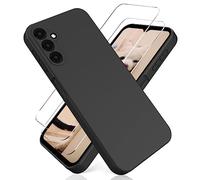 YiKaDa - Funda para Samsung Galaxy A35 5G + [2 Unidades] Cristal Templado Protector de Pantalla, Cáscara Suave de Silicona TPU Líquida - Negro