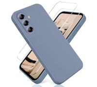 YiKaDa - Funda para Samsung Galaxy A57 5G & [2 Unidades] Cristal Templado Protector de Pantalla, Cáscara Suave de Silicona TPU Líquida - Lavanda Gris