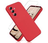 YiKaDa - Funda para Samsung Galaxy A57 5G & [2 Unidades] Cristal Templado Protector de Pantalla, Cáscara Suave de Silicona TPU Líquida - Rojo