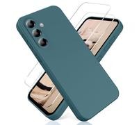 YiKaDa - Funda para Samsung Galaxy A57 5G & [2 Unidades] Cristal Templado Protector de Pantalla, Cáscara Suave de Silicona TPU Líquida - Verde Nocturno