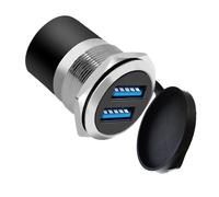 YiKaiEn Adaptador de montaje en panel USB 3.0 dual, conector redondo roscado con cubierta antipolvo impermeable, 2 puertos hembra a 2 hembra, 5 Gbps para transferencia de datos de alta velocidad, 5 V