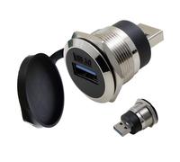 YiKaiEn Adaptador de montaje impermeable USB 3.0 macho a hembra, transferencia y carga de datos de 5 Gbps, convertidor de enchufe redondo roscado con fijación de tuerca para montaje en panel, a prueba