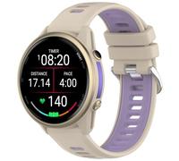 Yikamosi 22MM Dual Color liberación rápida Silicona Suave Cierre de acero inoxidable Correas de Repuesto para Mujer y Hombre Compatible con Garmin Forerunner 970,Caqui/Morado