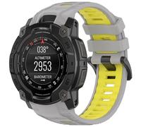 Yikamosi 22MM Dual Color liberación rápida Silicona Suave Cierre de acero inoxidable Correas de Repuesto para Mujer y Hombre Compatible con Garmin Instinct 3 45MM,Gris/Amarillo