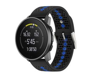 Yikamosi 22MM Dual Color liberación rápida Silicona Suave Cierre de acero inoxidable Correas de Repuesto para Mujer y Hombre Compatible con Suunto RUN/Race/Race S/9 Speak,Negro/Azul