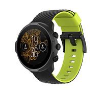 Yikamosi 24MM Color Dual liberación rápida Silicona Suave Cierre de acero inoxidable Correas de Repuesto para Mujer y Hombre Compatible con Suunto 7/Suunto 9/9 Baro,Negro/Verde
