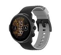 Yikamosi 24MM Color Dual liberación rápida Silicona Suave Cierre de acero inoxidable Correas de Repuesto para Mujer y Hombre Compatible con Suunto 7/Suunto 9/9 Baro,Negro/gris