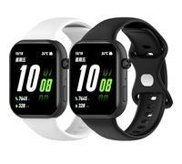 Yikamosi 25MM liberación rápida Silicona Suave Cierre de acero inoxidable Correas de Repuesto para Mujer y Hombre Compatible con Honor ROSSINI 2i,Blanco+Negro