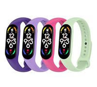 Yikamosi 4-Piezas Correa Compatible con Xiaomi Mi Band 7,Ajustable Transpirable Pulseras de Repuesto Deportiva de Silicona Suave para Xiaomi Mi Band 7,Colores 9